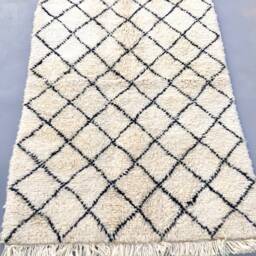 Beni Ourain Rug, Moroccan Berber Mid Century Modern Handmade Scandinavian Style Rug - thumbnail 2
