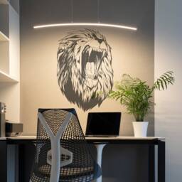 Lion Head Wall Vinyl Sticker - Roar Animal King Face Window Art Decor Silhouette Decal Wow Tattoo Stick On Laptop Unique Room Print - thumbnail 2