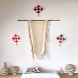 Small Boho Woven Curtain, Macrame Wall Hanging, Boho Home Decor, Wedding Altar Wedding Art, Decor - thumbnail 2