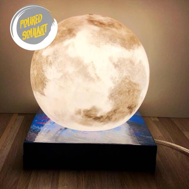 Handcrafted Lunar Moon Lamp - Ready To Light Made Order Custom Base Options - image 1