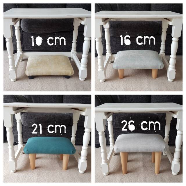Handmade Upholstered Footstool Solid Wood Legs, Small Bed Step, Up 26 cm - image 1
