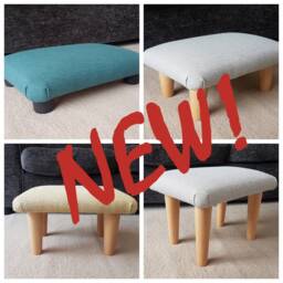 Handmade Upholstered Footstool Solid Wood Legs, Small Bed Step, Up 26 cm - thumbnail 2