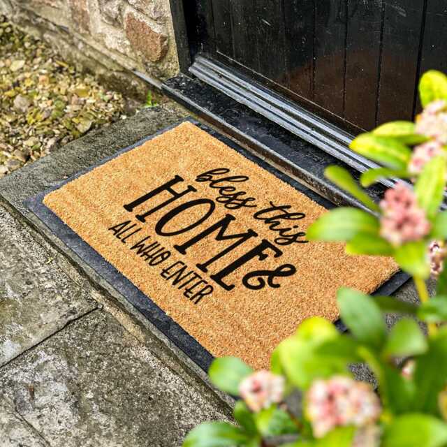 Bless This Home & All Who Enter Doormat - Faith-Inspired Welcome Mat, Graceful Entry Rug, Christian Gift, Hospitality Decor - image 1