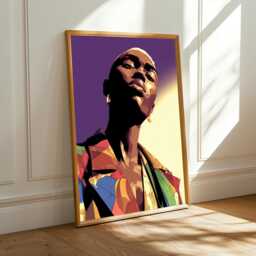 Afrocentric Geometric Portrait Art Print Modern Living Room Decor - Poster Only - thumbnail 1