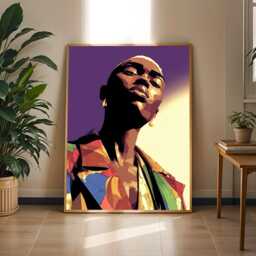 Afrocentric Geometric Portrait Art Print Modern Living Room Decor - Poster Only - thumbnail 2