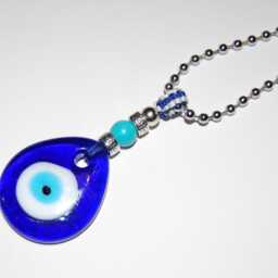 Evil Eye Decor, Glass Blue Pendant, Turquoise Bead, Rear View Mirror Charm, Car, Wall, Room Decor, Car Decor, Prayer, Good Luck, Protection - thumbnail 3