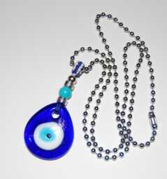 Evil Eye Decor, Glass Blue Pendant, Turquoise Bead, Rear View Mirror Charm, Car, Wall, Room Decor, Car Decor, Prayer, Good Luck, Protection