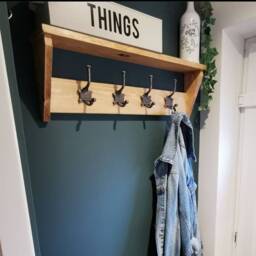 Rustic Pine Coat Rack With Shelf Entryway Organizer - thumbnail 3