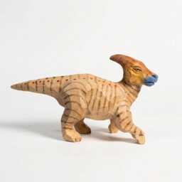 Hand-Carved Wooden Dinosaur Figurine, Parasaurolophus Wood Carving, Whimsical Nursery Decor, Rustic Animal Toy, Unique Gift For Dino Lover - thumbnail 3