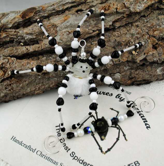 Pet Mouse Albino Rat Collectible Desk, Beaded Christmas Tree Spider Ornament German Tinsel Legend, Teacher Gift, Treasuresbytiziana?? - image 1