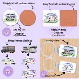 Personalised Motorhome Keyring, Coaster Custom Text Metal Keychain. Camper Keyring & Coaster - Lover Gift - thumbnail 2