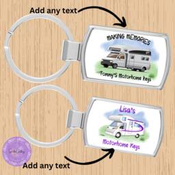 Personalised Motorhome Keyring, Coaster Custom Text Metal Keychain. Camper Keyring & Coaster - Lover Gift