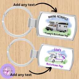 Personalised Motorhome Keyring, Coaster Custom Text Metal Keychain. Camper Keyring & Coaster - Lover Gift - thumbnail 4