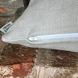 1348. Dove Grey Herringbone Linen Cushion Cover, Size 16x16 - thumbnail 2