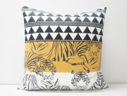 Pillow Covers - Patchwork Cover, 20x20, Tigers Black, White, Mustard, Triangles, Geometric - thumbnail 1