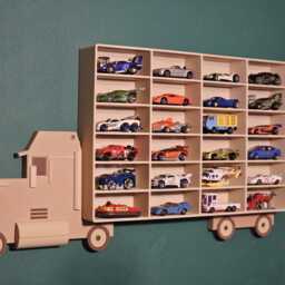 Wood Style Car Collection Display Shelf - Truck Shaped Wall Mounted Matchbox Storage/Holder - thumbnail 3