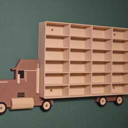 Wood Style Car Collection Display Shelf - Truck Shaped Wall Mounted Matchbox Storage/Holder - thumbnail 2