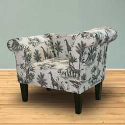 Safari Wildlife Designer Chaise Chair - Linen Accent Handmade in Britain