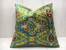 Hand Dyed Silk Ikat Velvet Pillow Cover 16x16 - thumbnail 1