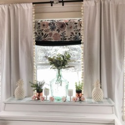 White Cotton Curtains With Cream Pom Trim - Bedroom Or Nursery Decor - thumbnail 2