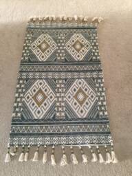 "Free Shipping Rag Rug/Chindi Floor J Scandinavian Area Rug, Cotton Ready To Ship 42""x27" - thumbnail 1