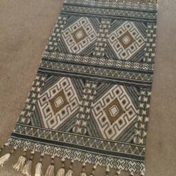 "Free Shipping Rag Rug/Chindi Floor J Scandinavian Area Rug, Cotton Ready To Ship 42""x27" - thumbnail 2
