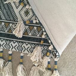 "Free Shipping Rag Rug/Chindi Floor J Scandinavian Area Rug, Cotton Ready To Ship 42""x27" - thumbnail 4