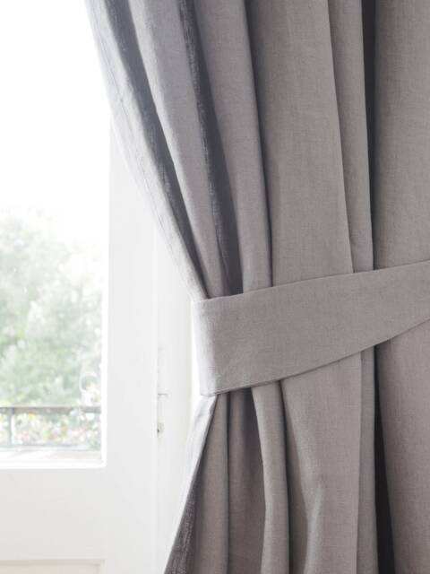 Heavy Linen Curtain Tie Back, True Gray Holdback - image 1