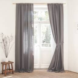 Heavy Linen Curtain Tie Back, True Gray Holdback - thumbnail 2