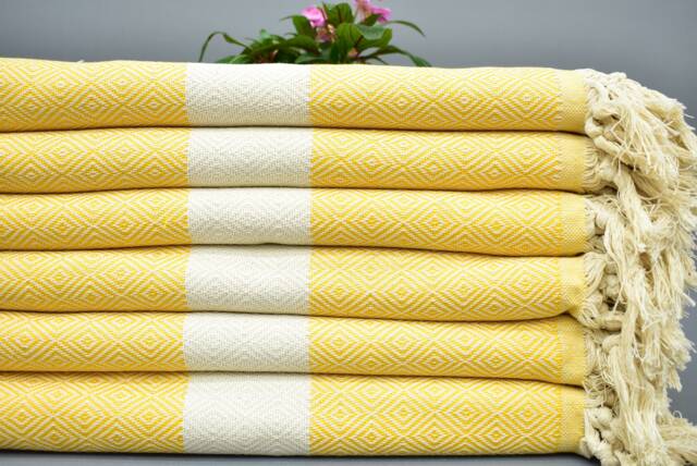 Turkish Towel, Beach Towel, Yellow Peshtemal Organic Cotton Towel, 70x40, Yoga Tablecloth Pool Towel Bnt-Elms_026 - image 1