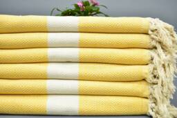 Turkish Towel, Beach Towel, Yellow Peshtemal Organic Cotton Towel, 70x40, Yoga Tablecloth Pool Towel Bnt-Elms_026 - thumbnail 1