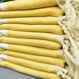 Turkish Towel, Beach Towel, Yellow Peshtemal Organic Cotton Towel, 70x40, Yoga Tablecloth Pool Towel Bnt-Elms_026 - thumbnail 3