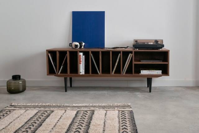 Vinyl Record Stand, Vinyl Storage, Sideboard, Dresser, Commode, Credenza Made Of Walnut Vaneer - Livlo O-S09 - image 1