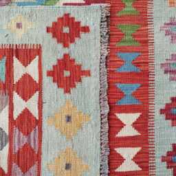Multicolour Kilim Rug, Handmade Artisan Afghan Turkish Scandinavian Navajo Bohemian Flatweave Natural Wool Rug 181x125 cm - thumbnail 3