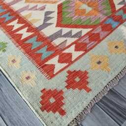 Multicolour Kilim Rug, Handmade Artisan Afghan Turkish Scandinavian Navajo Bohemian Flatweave Natural Wool Rug 181x125 cm - thumbnail 2
