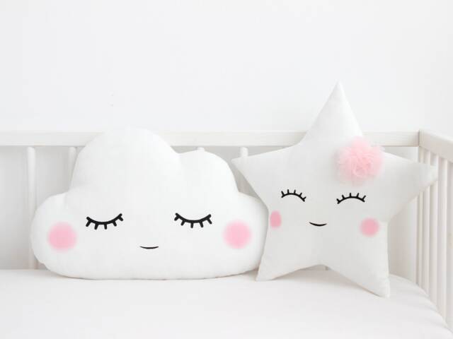 Boho Nursery Pillow Set, Baby Girl Shower Gift, Cloud & Star Throw Cushion, Infant Room Pink Tulle Decor For Teepee Kids Bed Newborn Crib - image 1