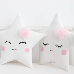 Boho Nursery Pillow Set, Baby Girl Shower Gift, Cloud & Star Throw Cushion, Infant Room Pink Tulle Decor For Teepee Kids Bed Newborn Crib - thumbnail 3