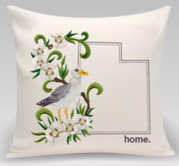 Utah Gull & Sego Lily Medley. Embroidered With Feather Insert - thumbnail 1