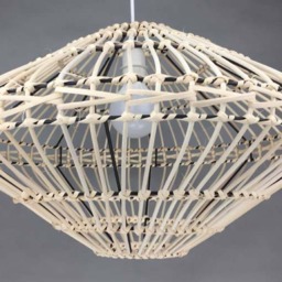 Rattan Ufo Pendant Light - Rustic Woven Lamp, 21.6 Inch Diameter - thumbnail 2
