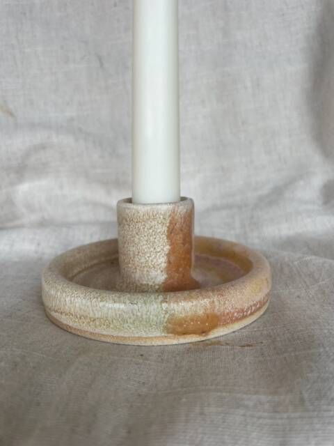 Dunes Candlestick Set, Peach & Cream Candle Gift Homeware, Boho Home Decor, Speckled Stick Holder - image 1