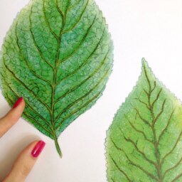 Green Leaf Wall Decals 5-Set, Hand-Painted For Tiles, Walls & Furniture, Leaves Bedroom Bathroom Stickers, Decor - thumbnail 3