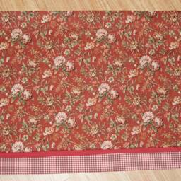 Burnt Orange Floral Valance 17x81 - Red Green Curtain Topper - Rod Pocket Window Treatment Handmade Drapery D??cor Bedroom Kitchen Custom - thumbnail 3