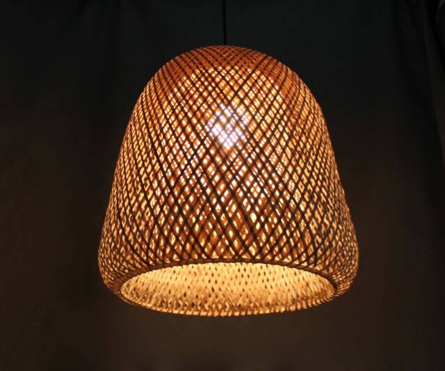 Handwoven Bamboo Pendant Light Basket Lampshade - 17.7'' - image 1