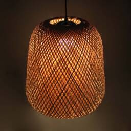 Handwoven Bamboo Pendant Light Basket Lampshade - 17.7'' - thumbnail 2