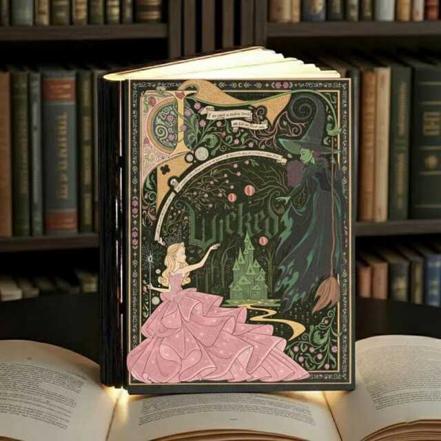 Wicked Witch Book Lamp, Musical Fantasy Emerald Witchy Folding Light, Fairytale Lamp For Lovers, Broadway Gift - image 1