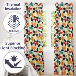Mid Century Floral Petal Shapes Minimal Modern Seamless Pattern Readymade Eyelet Ring Top Thermal 100% Blackout Curtains - thumbnail 3