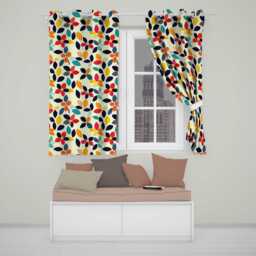 Mid Century Floral Petal Shapes Minimal Modern Seamless Pattern Readymade Eyelet Ring Top Thermal 100% Blackout Curtains