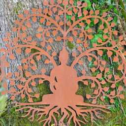 60cm Bodhi Tree Of Life Metal Large Wall Plaque Hanging Zen Buddha Monk Outdoor Statue British Gift - thumbnail 2