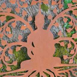 60cm Bodhi Tree Of Life Metal Large Wall Plaque Hanging Zen Buddha Monk Outdoor Statue British Gift - thumbnail 3