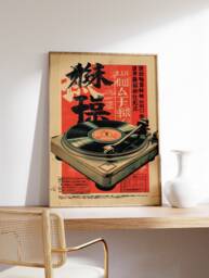 Japanese Retro Music Print, Vinyl Record Wall Art